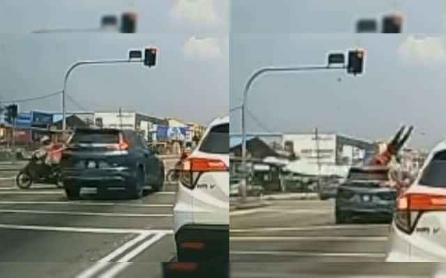 [Video] Langgar lampu merah, rider terbang dilanggar Honda