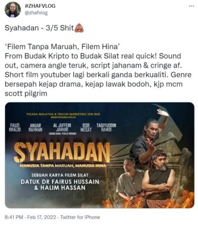 Zhafvlog hina filem 'Syahadan' tak bermaruah, sekali Yusof Azmi tampil 'backup'